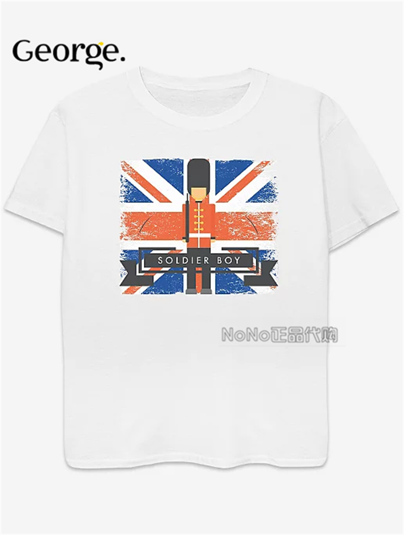 英国乔治George大童白色T恤运动衫纯棉英伦士兵国旗960139