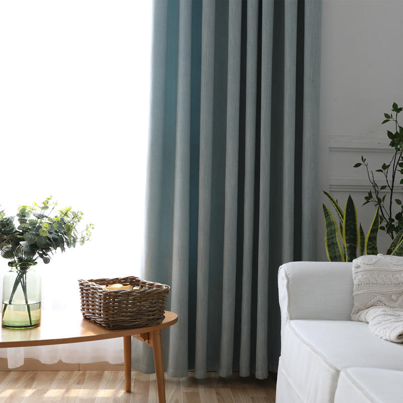 简约现代窗帘成品客厅加厚棉麻北欧清新日系风格纯色卧室遮光窗帘
