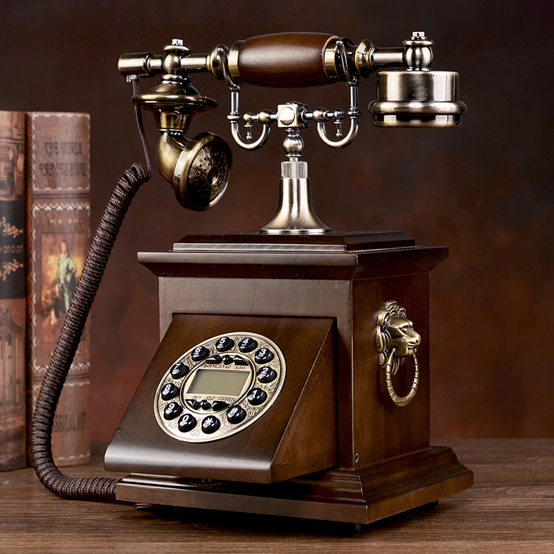 中式复古实木电话机座机家用美式轻奢固话欧式仿古电话无线插卡机