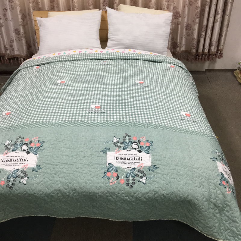 清仓特价外贸床盖夹棉床单单件多用途纤维垫单空调被绗缝被桔色