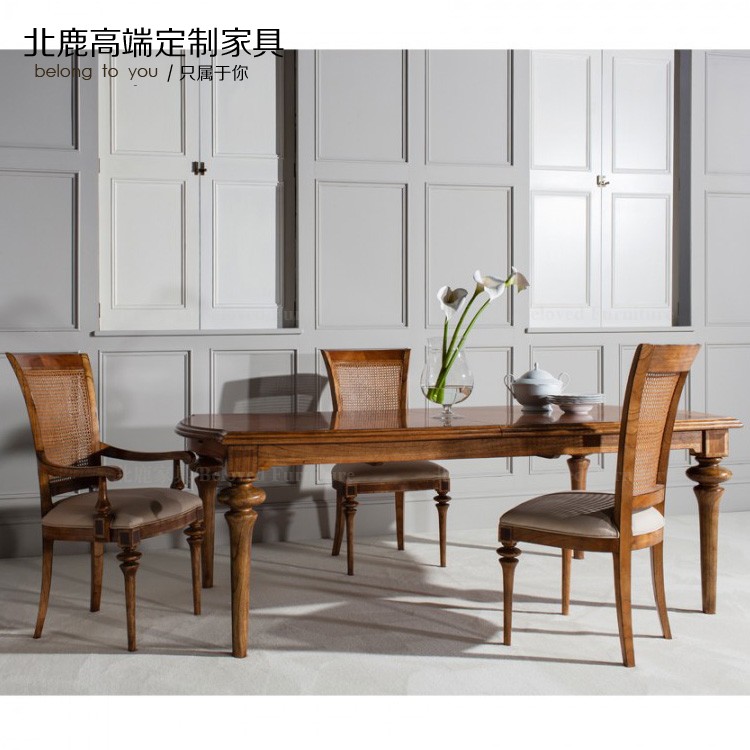 欧/法式网红复古设计师款轻奢实木方形餐桌餐厅饭台整装MAX-07