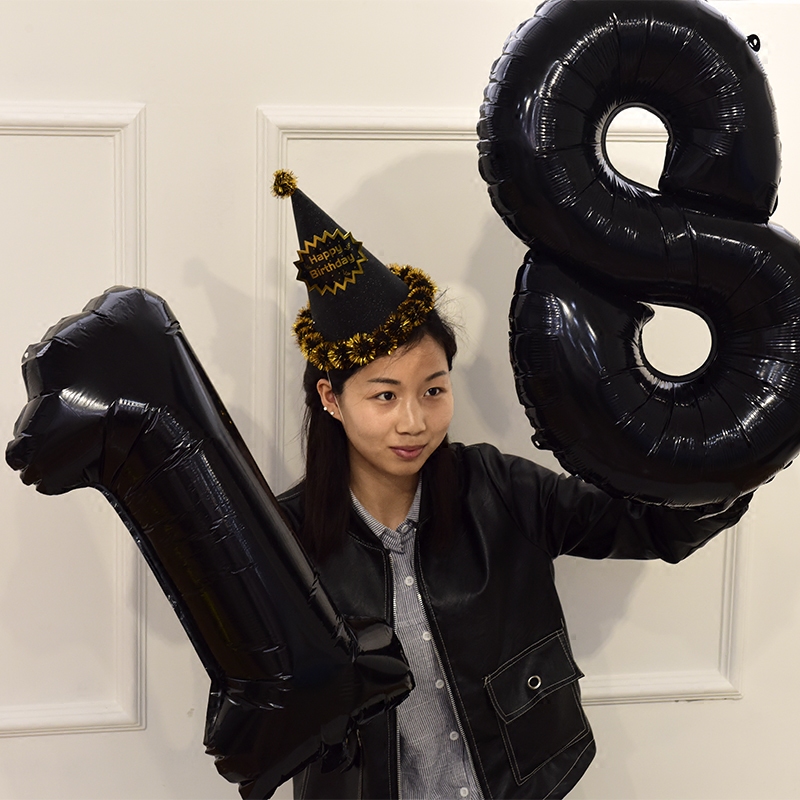 32寸大号0-9黑色数字铝膜气球生日派对周岁装饰造型气球ktv布置