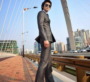 2021韩国代购 西服套装CITY羊毛商务正装规则领型两粒双排扣