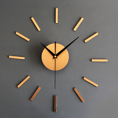 DIY静音墙贴挂钟表 时尚创意立体组合时钟自粘钟个性简约客厅壁钟