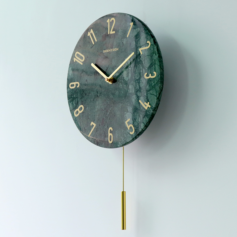 北欧挂钟大理石轻奢装饰时钟客厅创意挂表静音钟家用现代简约钟表