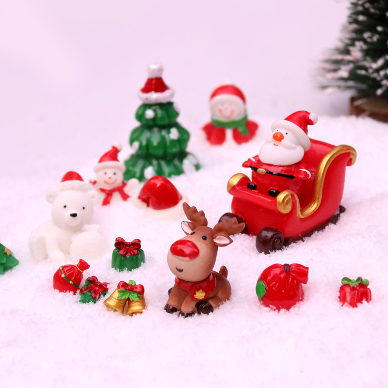 圣诞节雪景造景diy装饰材料圣诞老人雪人圣诞树麋鹿微景观小摆件