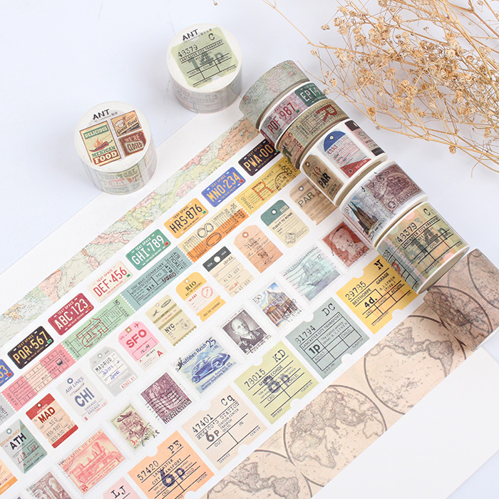 ANT原创复古旅行系列邮票信封标签手帐日记装饰拼版 和纸胶带胶条
