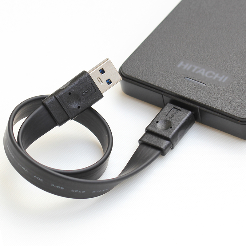 扁形MICRO USB3.0移动硬盘线3m note3 S5手机数据充线黑色
