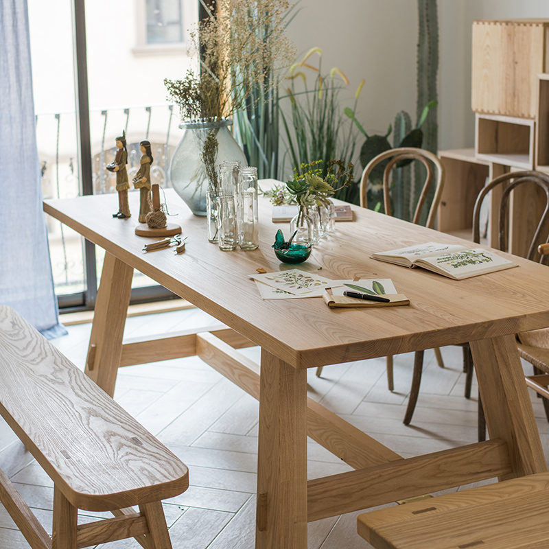 【掬涵】白蜡实木系列餐台 餐桌子 工作台桌椅设计师家具原色北欧