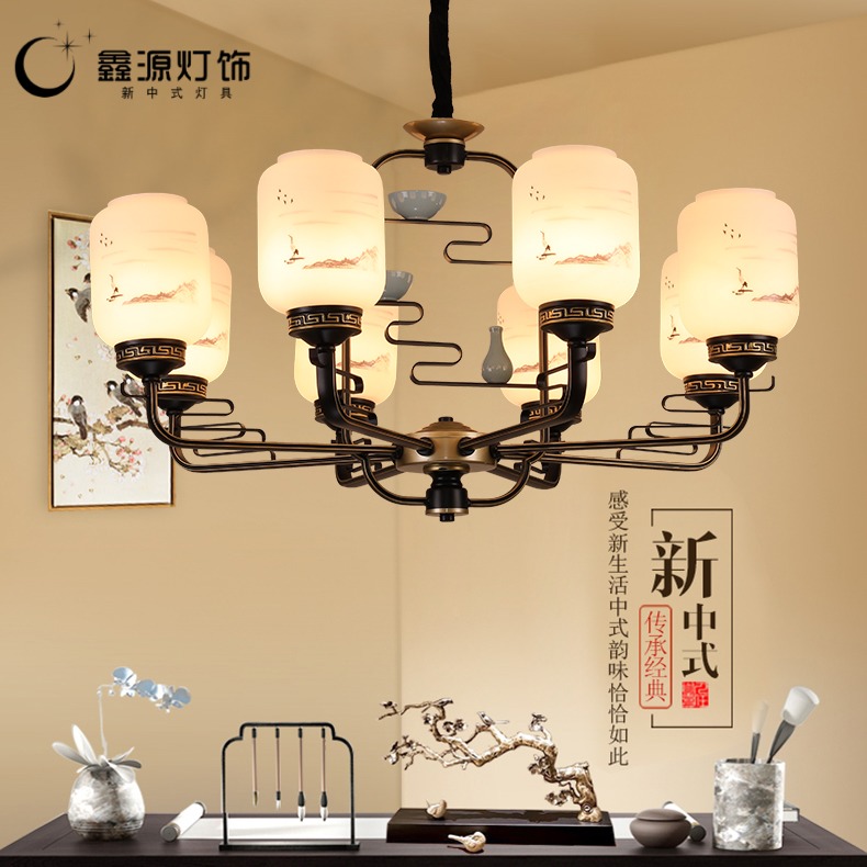 新中式吊灯客厅灯中国风 中式 家用大厅现代全铜餐厅卧室禅意灯具