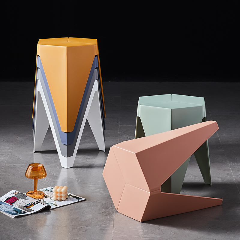 塑料凳子加厚家用可叠放餐桌板凳圆凳时尚创意高凳子北欧简约椅子