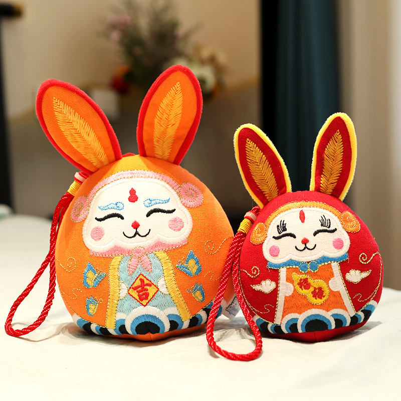 布艺兔子新年挂件兔年吉祥物生肖兔公仔毛绒玩具儿童礼物玩偶娃娃