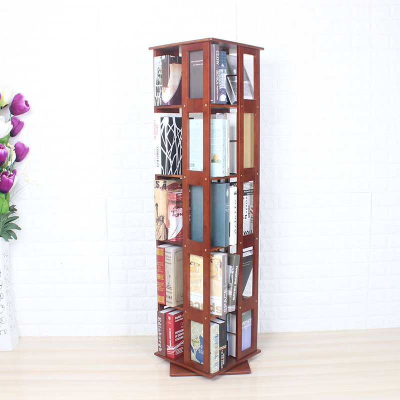 竹旋转书架360度书柜单个实木落地置物架创意儿童小书架省空间