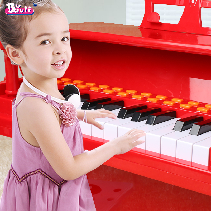 宝丽儿童电子琴女孩钢琴玩具小孩琴初学插电带麦克风宝宝1-3-6岁