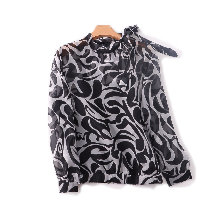 秋季外贸女装新款韩版设计感小众港味长袖带衬束腰衬衫上衣 2012
