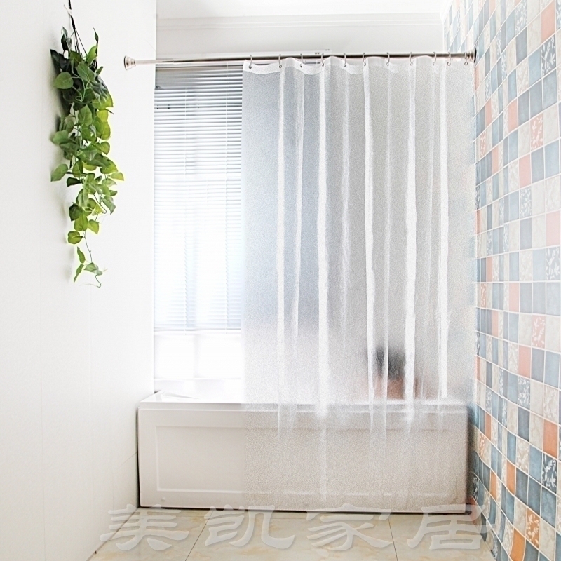 欧式EVA淋浴帘套装纯色素色加厚防霉防水窗帘卫生间浴帘杆免打孔