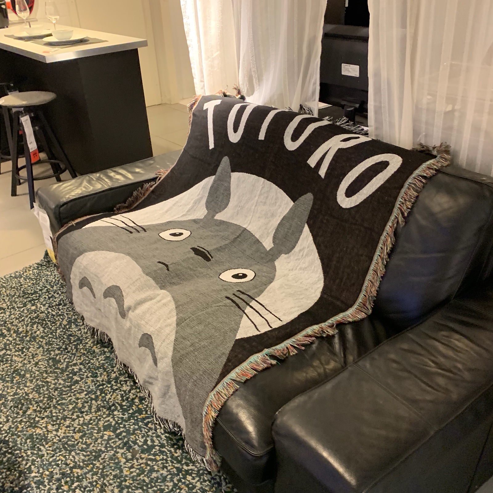 宫崎骏猫咪公仔卡通 毛毯挂毯沙发毯线毯休闲毯装饰