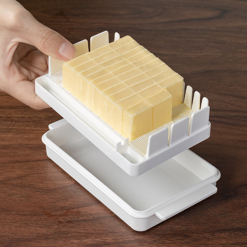 日本黄油切割收纳盒烘焙牛油保鲜盒冰箱奶酪芝士切片储存盒子带盖
