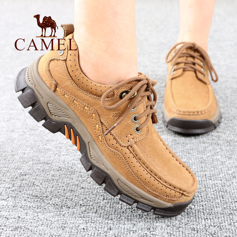 Camel/骆驼男鞋秋冬季新款低帮真头层牛皮单舒适男式户外休闲鞋子