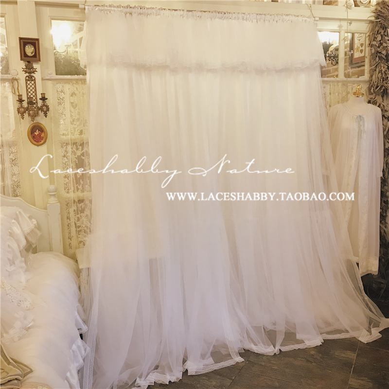 laceshabby新款欧式复古风格蕾丝白纱布艺成品三层遮光窗纱窗帘