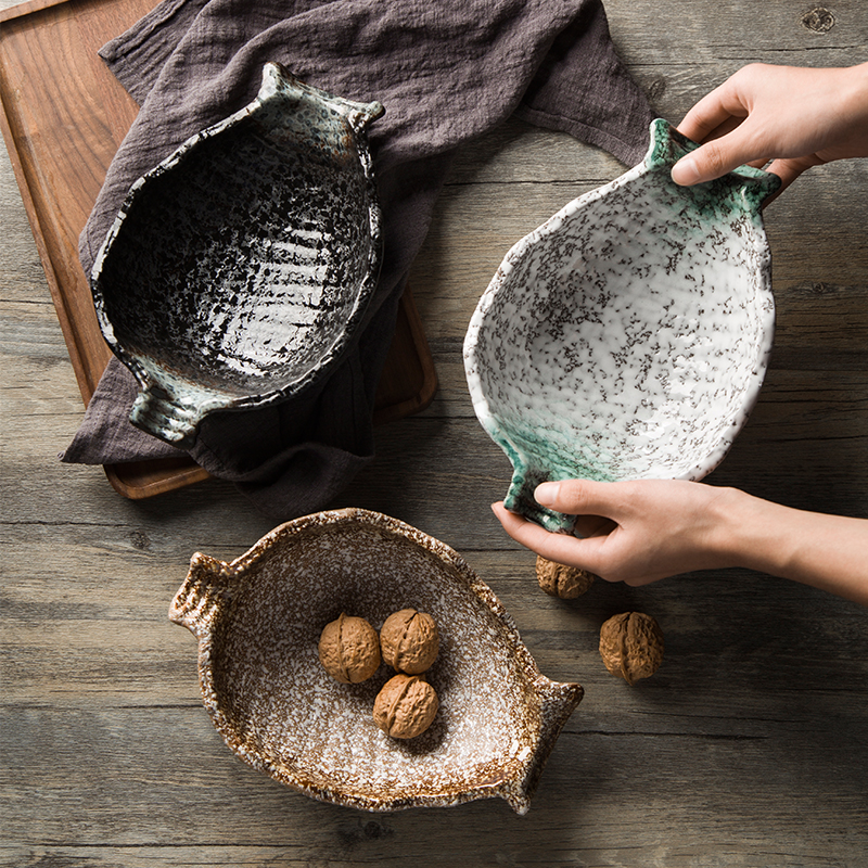 创意个性日式窑变陶瓷碗特色餐厅异形餐具复古商用菜碗
