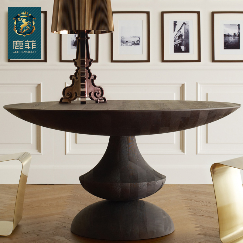 鹿菲高级定制家具 后现代新古典圆餐桌 异形餐桌 圆形6人早餐台