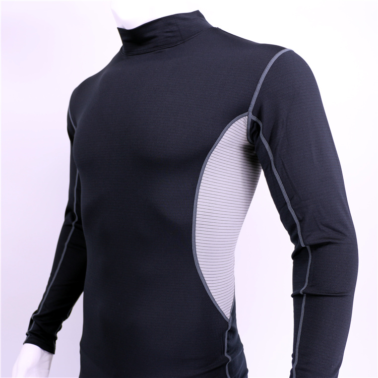 X.GRFN防静电厚里磨绒高领男T恤跑步运动健身速干紧身保暖长袖衫