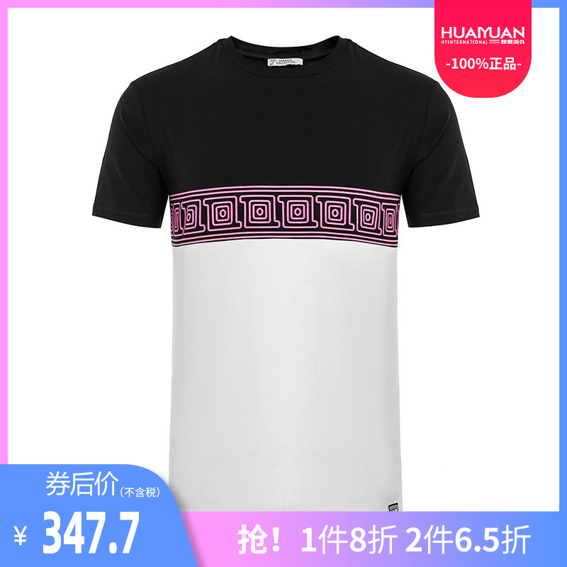 正品Versace Collection/范思哲短袖T恤男新款拼色圆领休闲男装