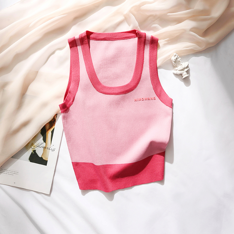 粉色针织吊带背心女夏季短款网红外穿小众设计感黄色ins甜辣上衣