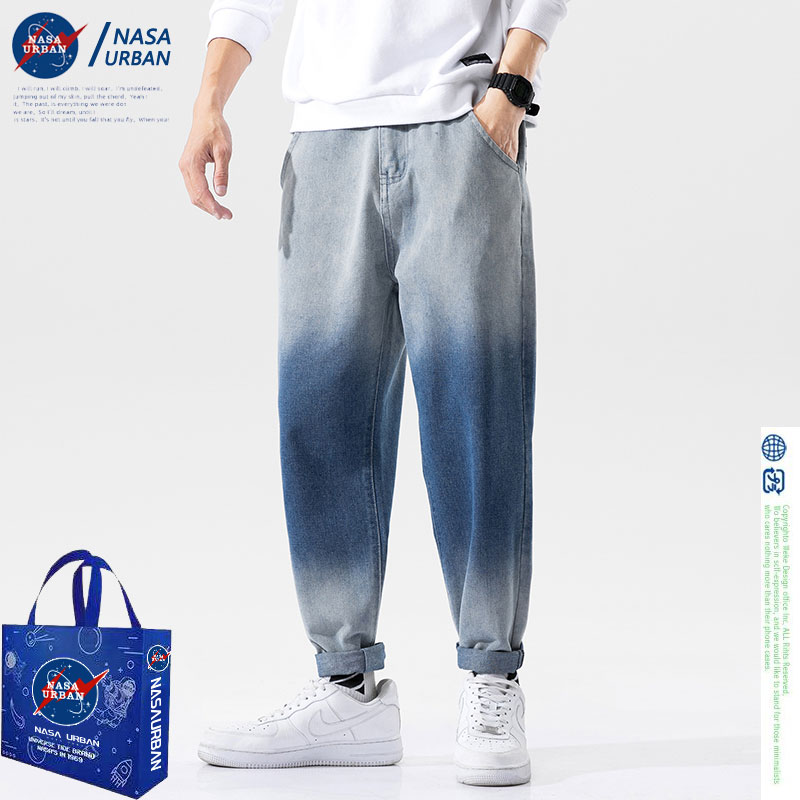 NASA URBAN联名款2022牛仔裤男女款直筒男士ins风潮牌高街情侣装