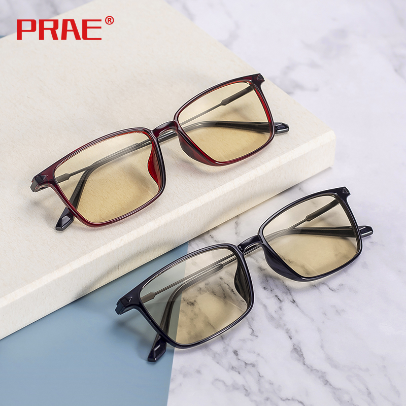 PRAE黑色素防蓝光眼镜防辐射平光眼镜男女电脑护目镜
