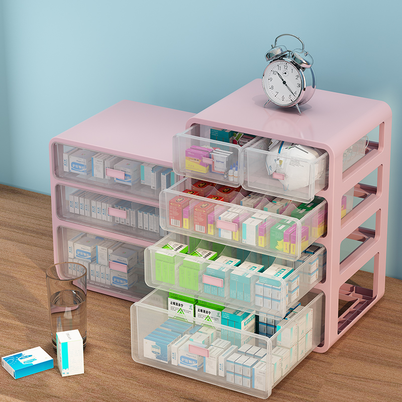 医药箱杂物多功能家用大容量桌面整理收纳药盒子抽屉式药箱家庭装