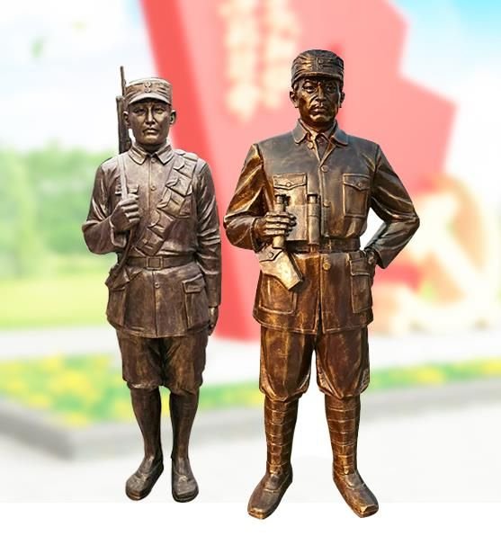 玻璃钢仿铜人物红军雕塑定制八路军革命红色文化铜雕像模型摆件