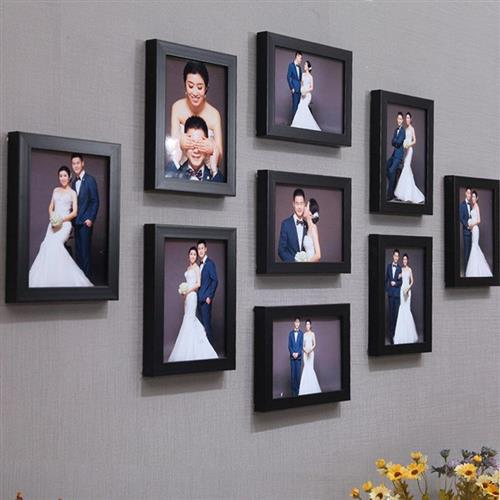 。相框挂墙组合9个家用组合照片墙挂照片简约欧式黑色相片墙像框