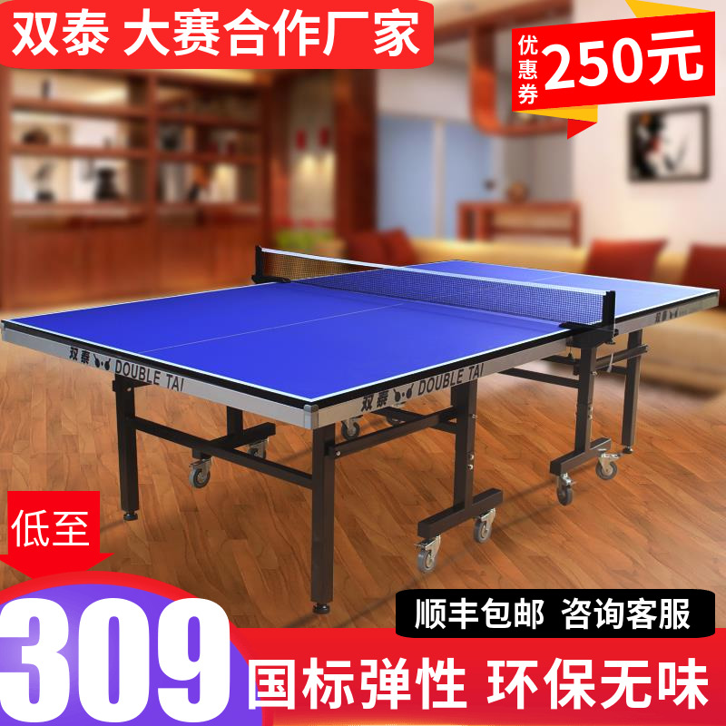 双泰 乒乓球桌乒乓球台室外家用标准室内可折叠式移动式兵乓球桌