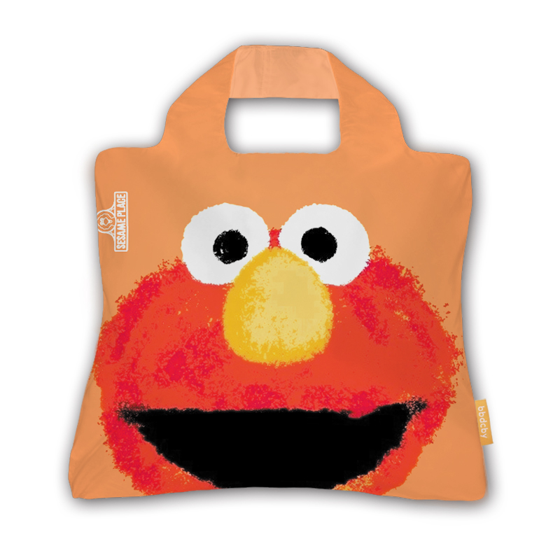 橙色芝麻街卡通大号折叠环保购物袋网红书包买菜包妈咪包来图定制