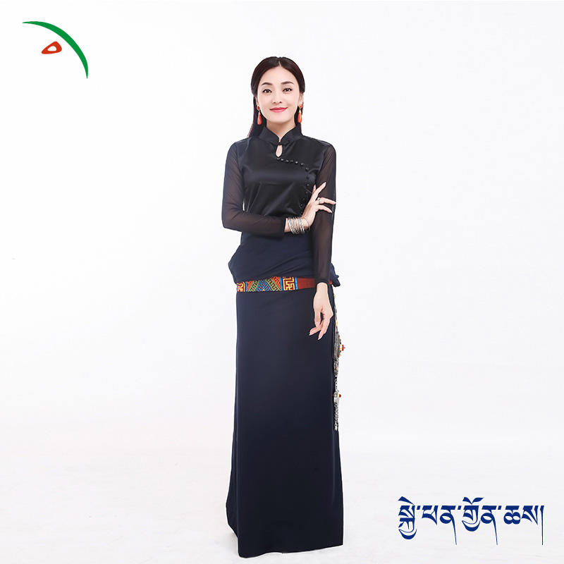 利生益品民族风藏族服装复古单件藏袍女黑色藏装(不含配饰) 02123