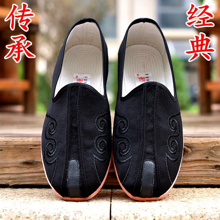 新款传统民族风洒鞋太极云头功夫鞋黑色男鞋休闲散步鞋老北京布鞋