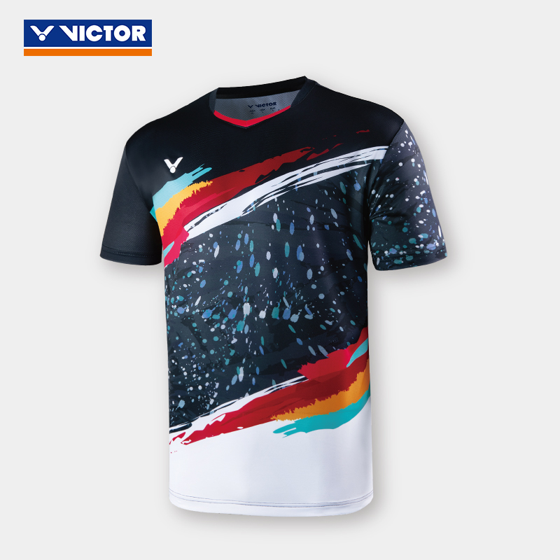 VICTOR/威克多羽毛球服比赛系列水墨印花针织T恤 T-20006 T-21006