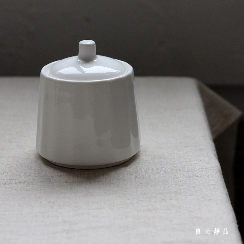 良元静品 日式北欧风格 素白色陶瓷多棱形小糖缸 糖罐