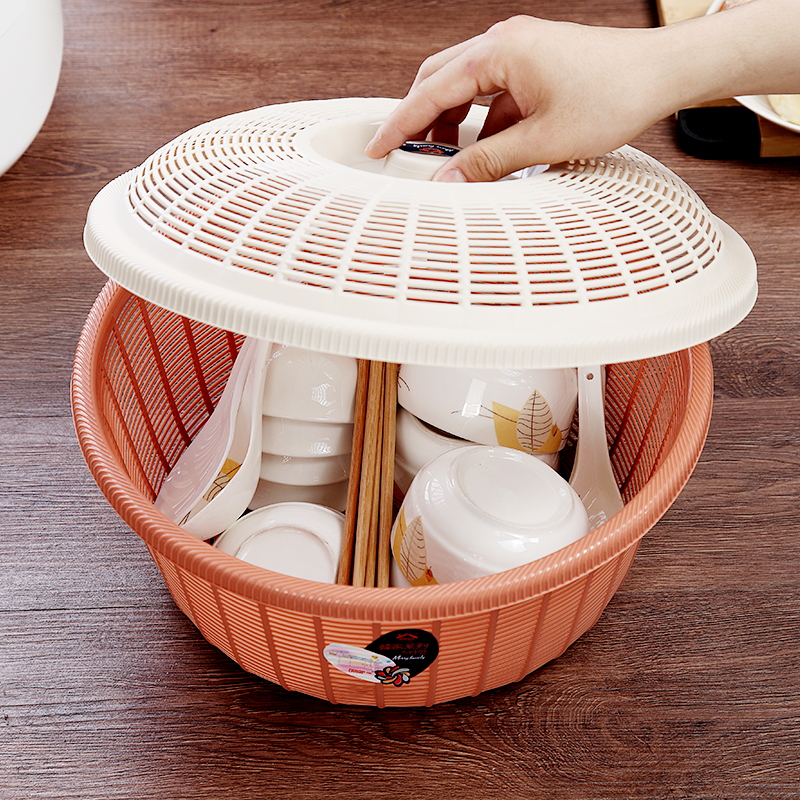 厨房碗筷收纳篮子塑料篮带盖水果蔬菜篮置物篮滤水筛沥水篮洗菜篮