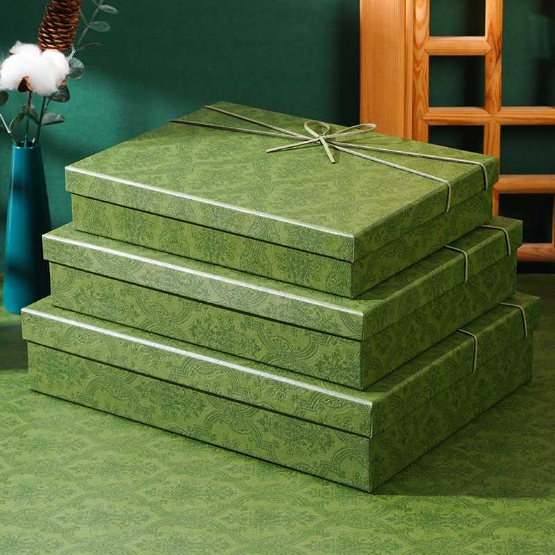 礼盒空盒睡衣衬衫衣服包装盒墨绿色复古感礼物盒围巾礼盒大号