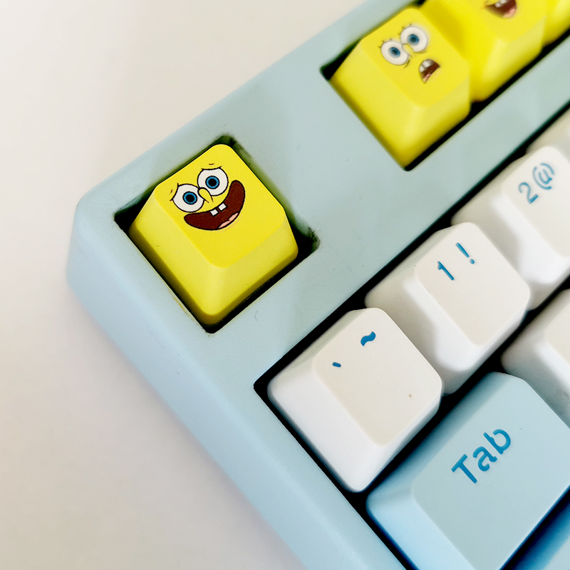 海绵宝宝热升华13颗增补个性PBT机械键盘键帽黄色oem高度 不透光