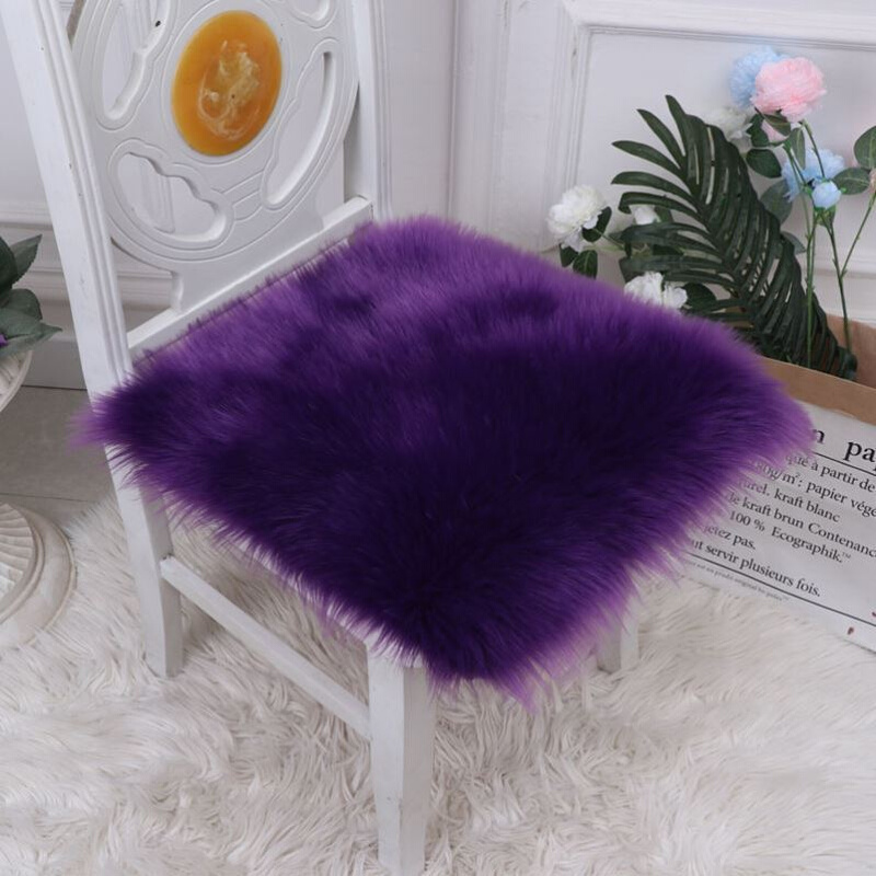 北欧毛仿羊式纯色花色防滑方坐圆形椅垫学生保暖形垫卧室客厅毯