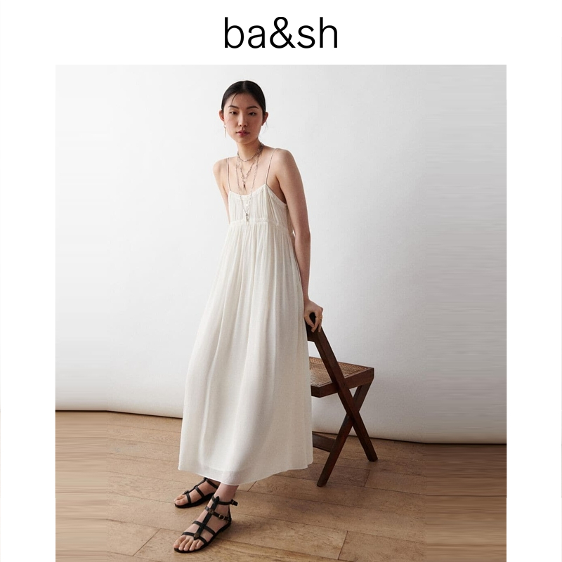ba&sh2022夏季新款白色海滩海边渡假吊带连衣裙女 bash1E22VELM