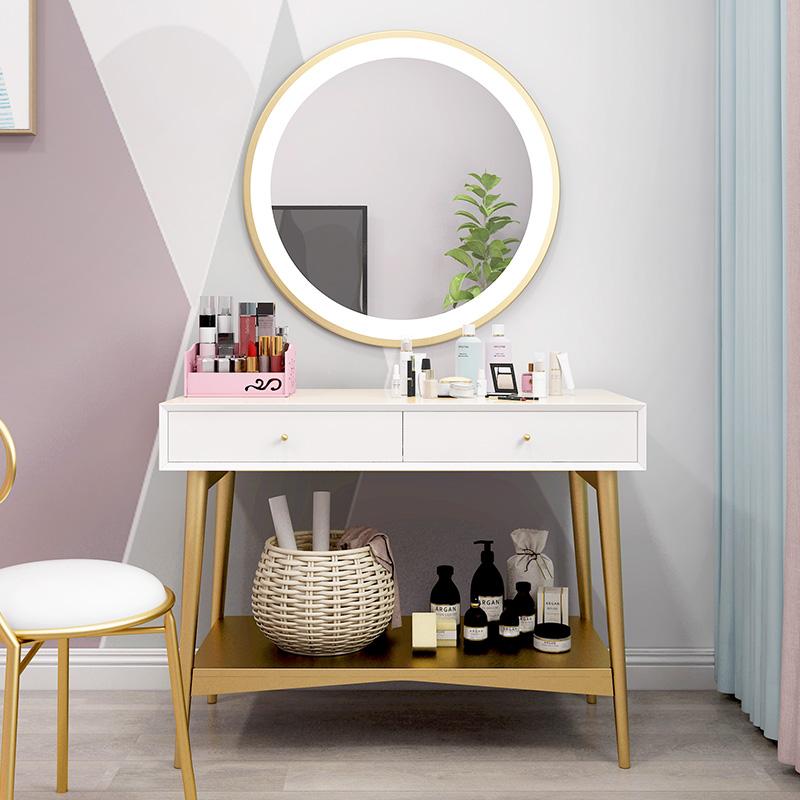 北欧实木梳妆台现代简约网红化妆台书桌一体小户型卧室ins化妆桌
