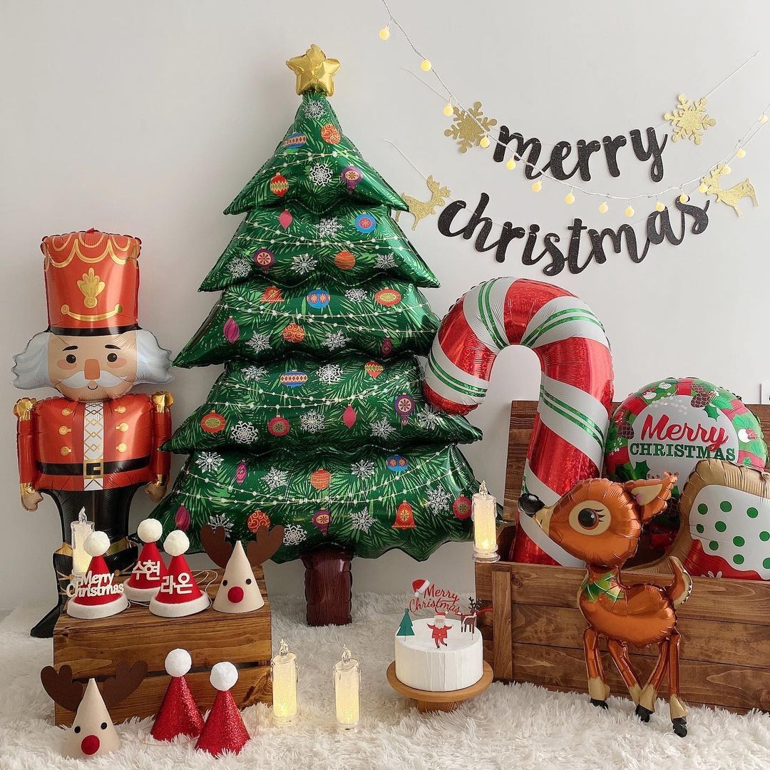 Merry Christmas  意大利进口大圣诞树铝膜气球 圣诞礼物新年装饰