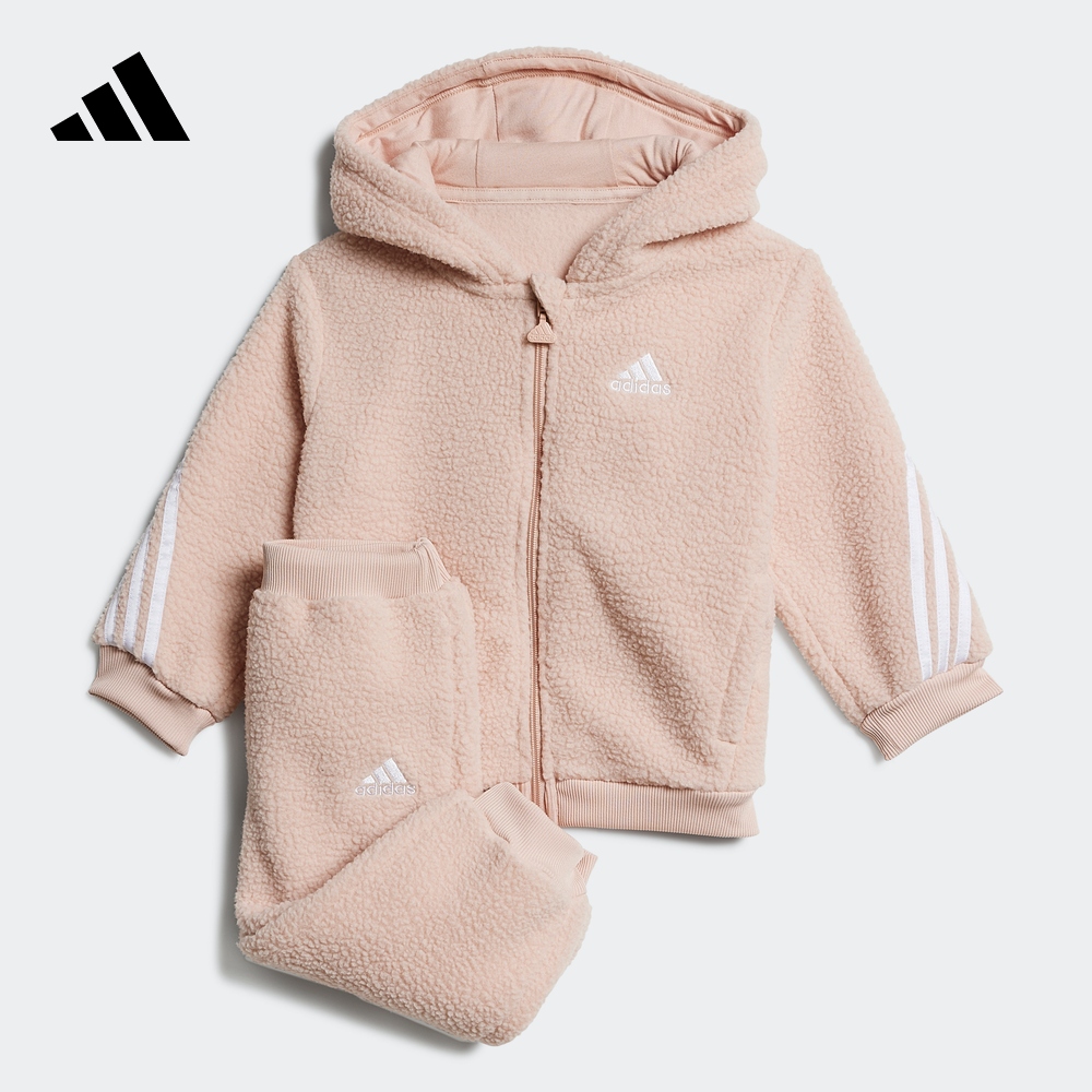 adidas阿迪达斯官方男婴童冬季连帽保暖仿羊羔绒运动长袖套装