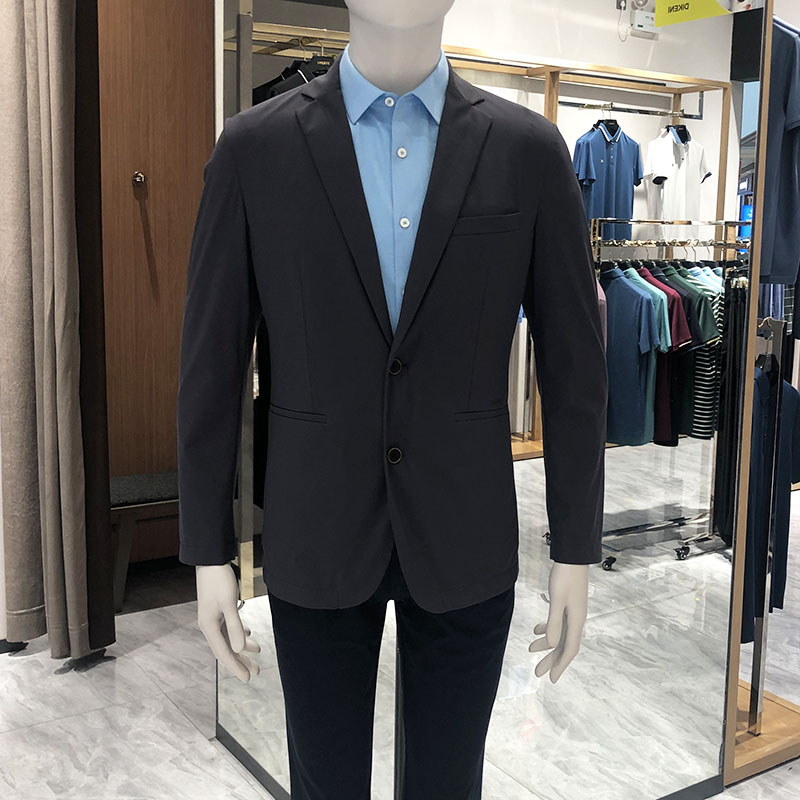 迪柯尼DIKENI男装 2021夏季新品薄款锦纶弹性针织单西服外套男