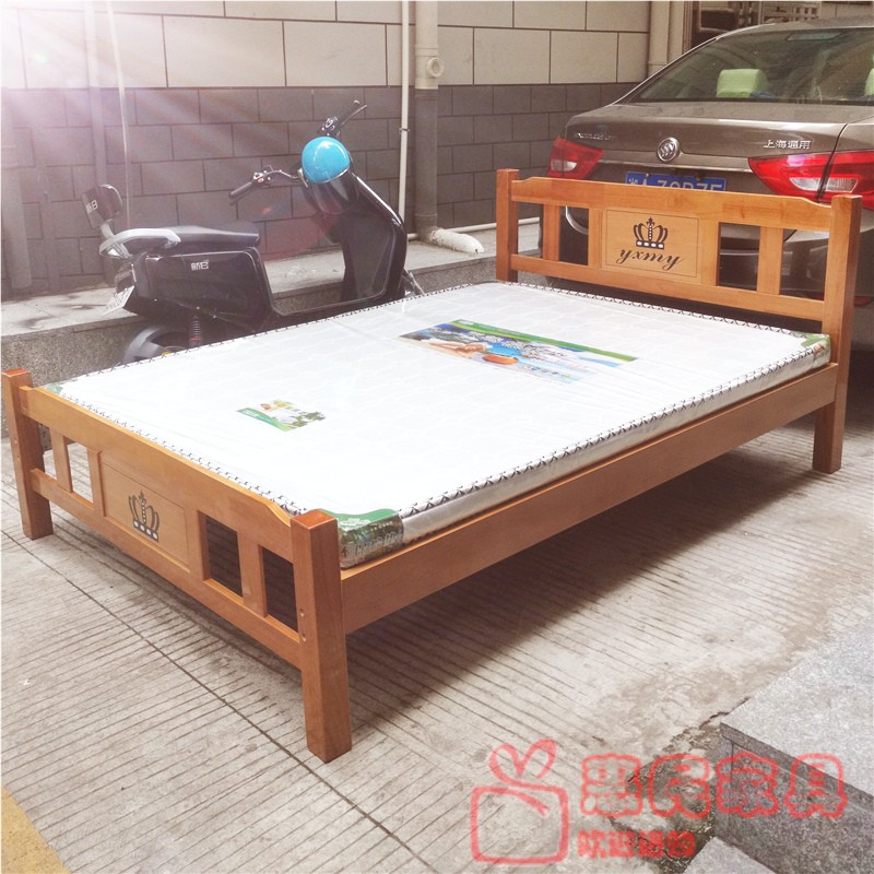 深圳实木床 橡木床简约1.5米双人1.2米单人单层 实木板床床架包邮